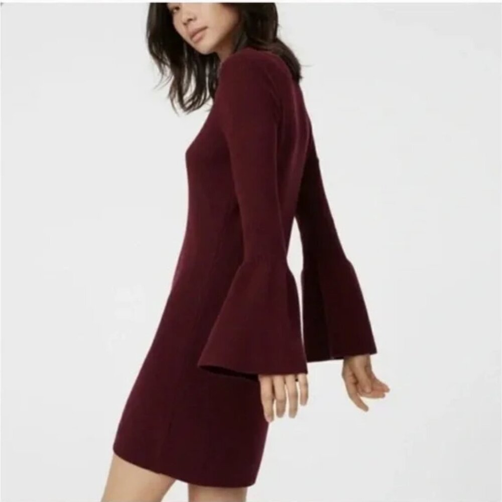 Club Monaco Burgundy Merino Wool Knit Dress (XS)